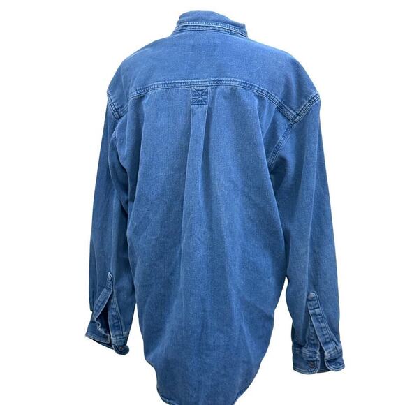 L. L. Bean navy canvas shirt, large, utility, chore, thick, workwear, cabincore - Picture 3 of 4